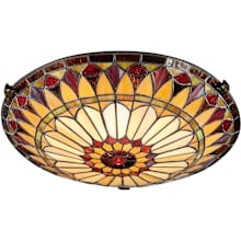 Tiffany 2 Light 17" Wide Flush Mount Ceiling Fixture with Tiffany Glass