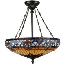 Belle Fleur 4 Light 22-3/4" Diameter Bowl Pendant with Tiffany Stained Glass