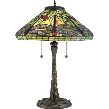 Tiffany 2 Light 24" Tall Accent Table Lamp with Tiffany Glass Shade