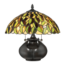 Tiffany 2 Light 14-1/2" High Vase Table Lamp with Tiffany Glass Shade