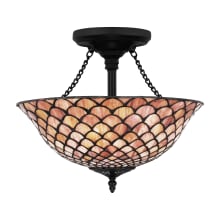 Ursa 2 Light 16" Wide Semi-Flush Bowl Ceiling Fixture with Tiffany Stained Glass