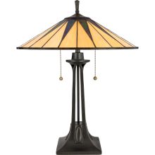 Gotham 2 Light 25" Tall Vintage Table Lamp with Tiffany Glass Shade