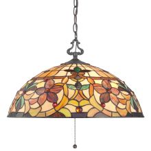Kami 3 Light 20" Wide Pendant with Tiffany Glass