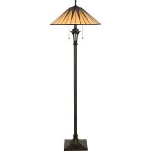 Gotham 2 Light 62" Tall Vintage Floor Lamp with Tiffany Glass Shade