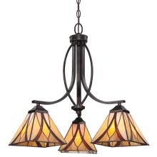 Asheville 3 Light 23" Wide Chandelier with Tiffany Glass