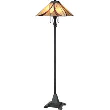 Asheville 2 Light 60" Tall Floor Lamp with Tiffany Glass Shade