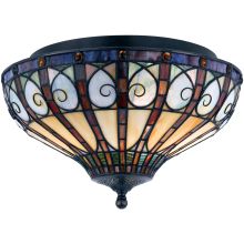 Ava 2 Light 14" Wide Flush Mount Ceiling Fixture with Tiffany Glass