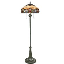 Belle Fleur 3 Light 62" Tall Floor Lamp with Tiffany Glass Shade