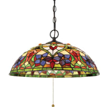 Violets 3 Light 20" Wide Pendant with Tiffany Glass Shade