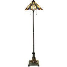 Inglenook 2 Light 62" Tall Floor Lamp with Tiffany Glass Shade