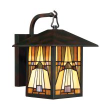 Inglenook Single Light 12" Tall Outdoor Lantern Style Wall Sconce with Tiffany Glass Shade