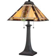 Navajo 2 Light 25" Tall Table Lamp with Tiffany Glass Shade