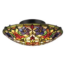 Violets 2 Light 16" Wide Flush Mount Ceiling Fixture with Tiffany Glass Shade