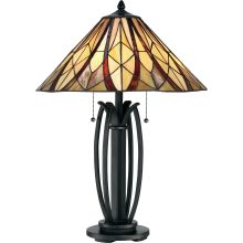 Victory 2 Light 26" Tall Accent Table Lamp with Tiffany Glass Empire Shade