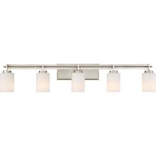 Taylor 5 Light 41" Wide Bathroom Vanity Lights with Patterned/Etched Glass