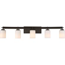 Taylor 5 Light 41" Wide Bathroom Vanity Lights with Patterned/Etched Glass