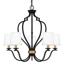 Wilkins 5 Light 28" Wide Chandelier with Linen Shades