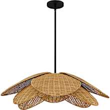 Willa 4 Light 30" Wide Pendant with Natural Rattan Shade / Converts to Semi-Flush