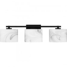 Mather 3 Light 24" Wide Bathroom Vanity Light with Marble Glass Shades