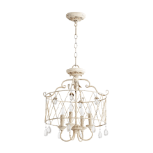 Venice 18" Wide Convertible 4 Light Pendant / Semi-Flush Ceiling Fixture with Crystal Accents