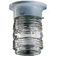 1 Light Flushmount Ceiling Fixture with Clear Ribbed Glass Shade