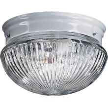 2 Light Flushmount Ceiling Fixture with Clear Ribbed Glass Shade