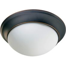 2 Light Flushmount Ceiling Fixture with Satin Opal Frosted Glass Shade