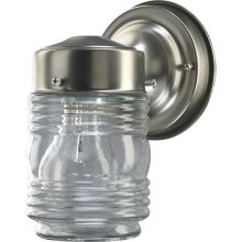 1 Light Outdoor Wall Sconce with Clear Jelly Jar Shade
