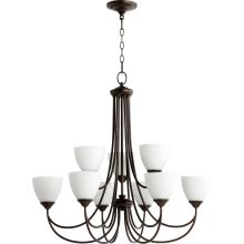 Brooks 9 Light 32" Wide 2 Tier Chandelier with Glass Shades