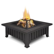 34 Inch Square Wood Burning Fire Pit with Gray Tile Top