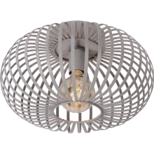 Modern 15.5"W Round Cage Ceiling Light with Vintage Bulb - Contemporary Industrial