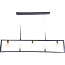 Vera 5 Light 55" Wide Linear Urban Black and Gold Industrial Pendant / Chandelier