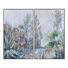 Labyrinth 50" x 30" Framed Botanical Painting - Set of 2