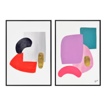 Everly 26" x 18" Framed Abstract Painting - Set of 2