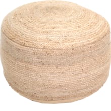 Clendon12"W Natural Jute and Hemp Braided Boho Pouf Ottoman