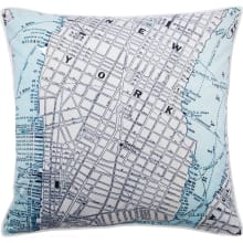 Aveiro 20" Square Scandinavian Casual New York Map Decorative Throw Pillow with Duck Feather and Down Fill