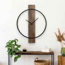 Amika 25.5"W Modern Rustic Natural Mango Wood Analog Wall Clock
