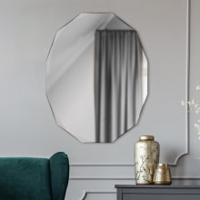 Astor 28" X 24" Polygon Cut Gem Modern Frameless Faceted Vanity Bath Wall Mirror