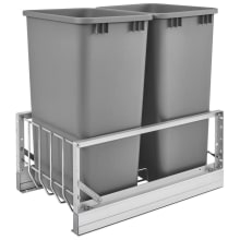 Contemporary 22-1/16" Aluminum Pull Out Double Waste Container for Full Height Cabinets with Soft Close