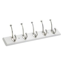 25-5/8 Inch Wide 5 Hook Wooden Coat Rack