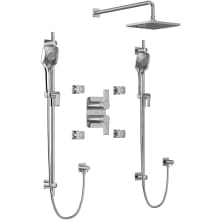 Fresk Thermostatic Shower System with Shower Head, Hand Showers, Slide Bars, Bodysprays, Shower Arm, Hoses, Valve Trim, and Rough-in Valve
