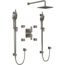 Fresk Thermostatic Shower System with Shower Head, Hand Showers, Slide Bars, Bodysprays, Shower Arm, Hoses, Valve Trim, and Rough-in Valve