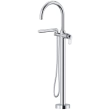 Arca Floor Mounted Tub Filler with Built-In Diverter - Includes Hand Shower