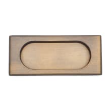 Contemporary 4" x 1.5" Rectangular Recessed Flush Solid Brass Sliding Door Pull / Pocket Door Pull