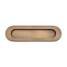 Contemporary 5.5" x 1.625" Oval Recessed Flush Sliding Solid Brass Cabinet Pull / Pocket Door Pull