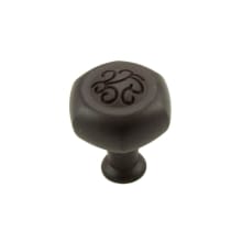 Palermo 1.25"W Hexagon Contemporary Farmhouse Cabinet Knob / Drawer Knob with Etched Scroll Detail