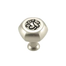 Palermo 1.25"W Hexagon Contemporary Farmhouse Cabinet Knob / Drawer Knob with Etched Scroll Detail