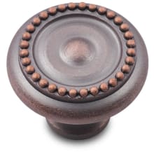 Beaded 1-1/4" Round Solid Brass Traditional Mushroom Cabinet / Drawer Knob