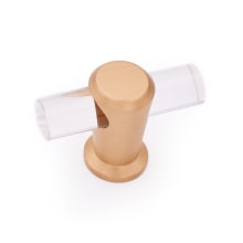 Radiance 2" Wide Single Post Modern Acrylic T Bar Cabinet Knob / T Bar Drawer Knob with Solid Brass Base
