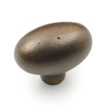 Distressed 1 13/16" Inch Oval Rustic Country Solid Brass Cabinet Knob / Drawer Knob